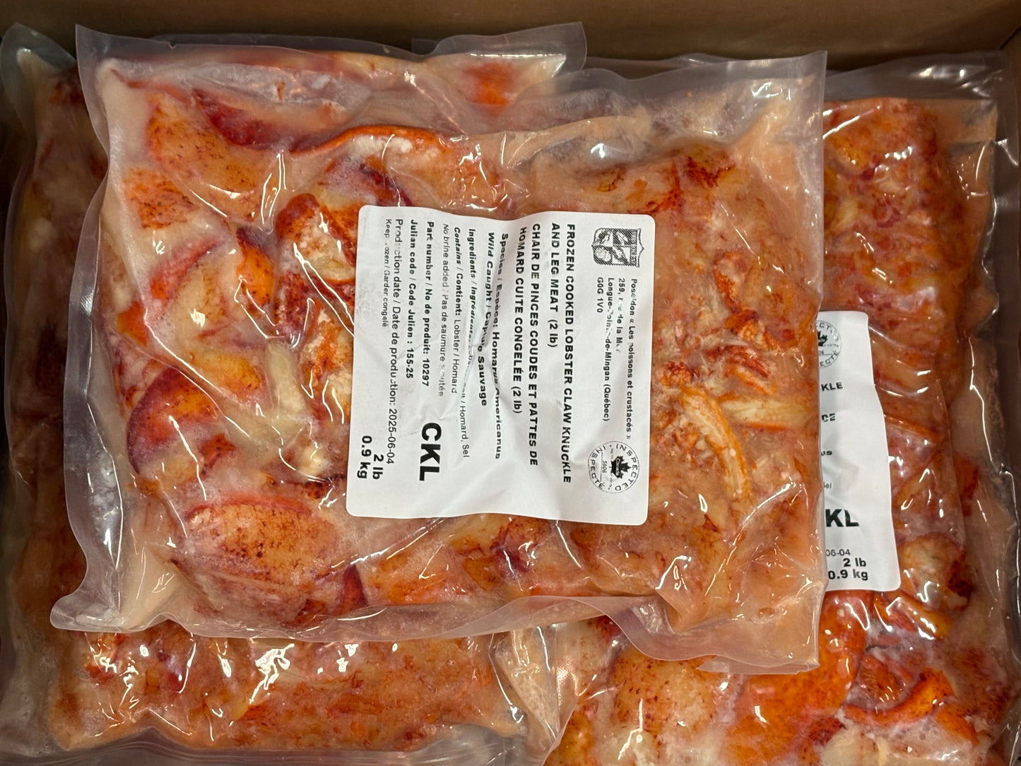 Lobster Meat, CKL, Frozen, Canada, NW, 12 lb, 6 x 2 lb