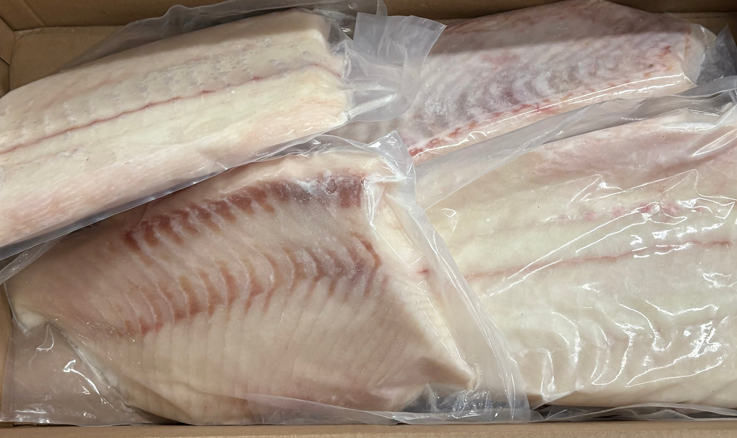 Halibut (Atlantic), 8lb+, Fletches, Skinless, Boneless, Frozen, IVP, Canada, NW, 50lb