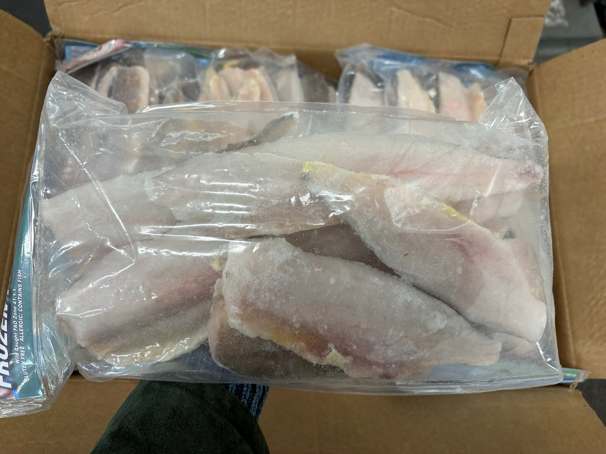King Weakfish (Bangamary), 45-110gm, Skin on ,Fillet, Frozen, Brazil, NW, 22lb (2lb bags)