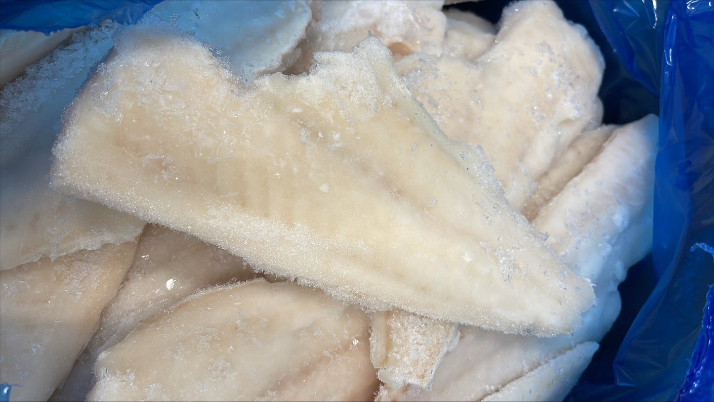Haddock, 8 oz, Fillet, 100%, Skinless, Boneless, Frozen, IQF, PBO, Light treated, China, 5-8% glazing, NW, 10 lb
