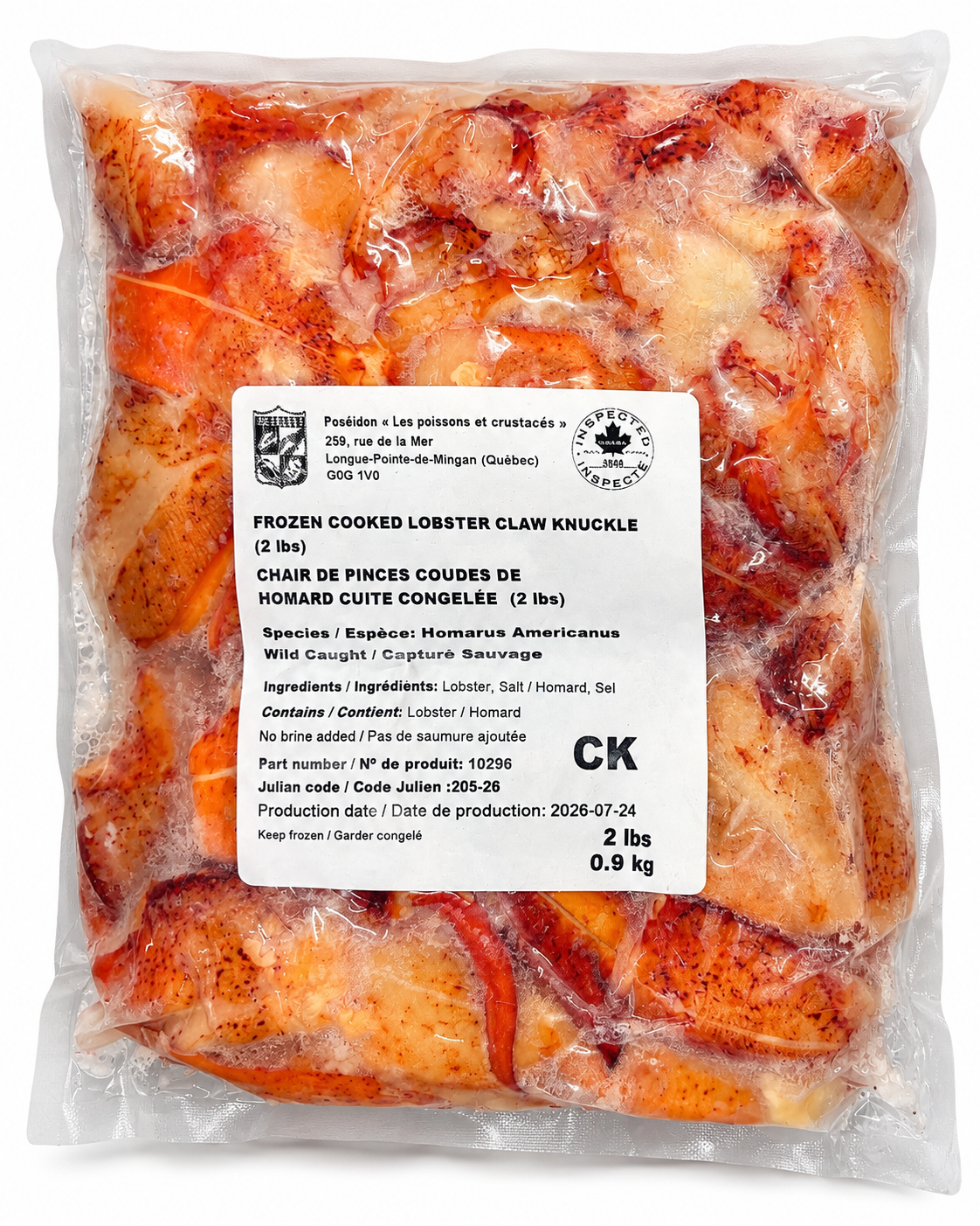 Lobster Meat, CK, Cooked, Frozen, Canada, NW, 12 lb, 6 x 2 lb