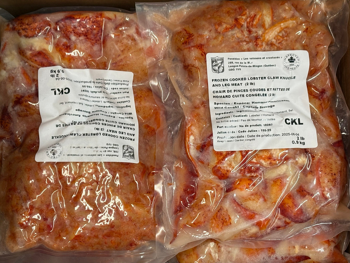 Lobster Meat, CKL, Frozen, Canada, NW, 12 lb, 6 x 2 lb