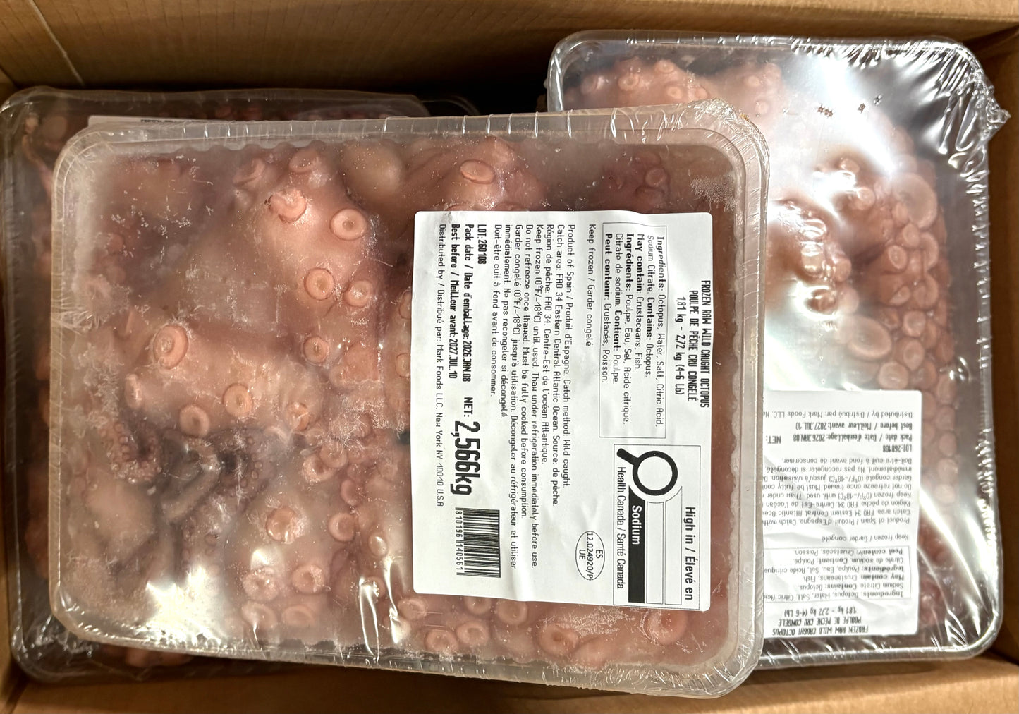 Octopus (Cleaned) 4-6 lb, Tray, Whole, Frozen, Morocco, NW, 1 x 28 lb