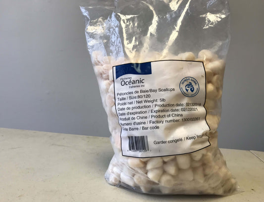 Scallops,(Meat), 80-120,CH Bay, Bulk bag, Frozen, China,  NW100%,  30lb(6 x 5lb)