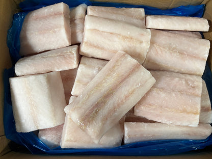 Hake (Blue), 6 oz, Fillets, Skinless, Boneless, Chemfree, Frozen, IQF, China, Ocean Harvest, NW, 1x 10 lb