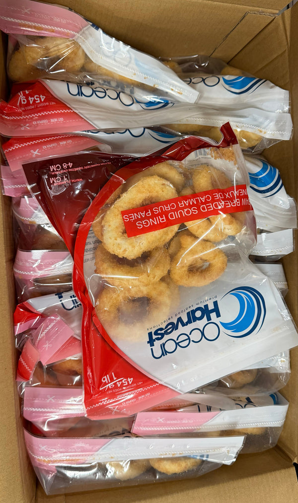 Squid, (Gigas), Rings, Breaded, Frozen, NW, 20 lb, 20 x 1 lb