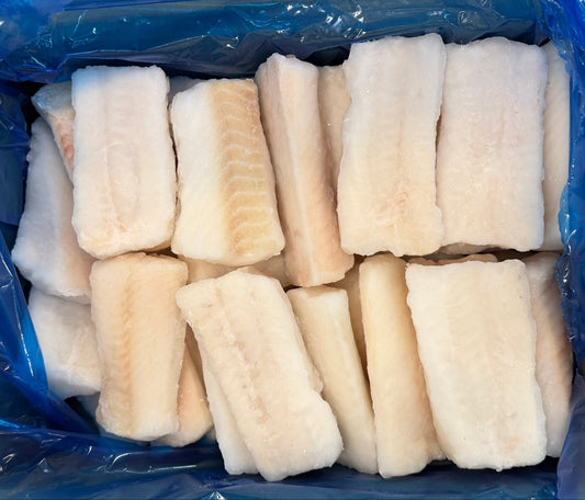 Cod (Pacific), 5 oz, Loins, S/L, B/L, PBO, M, Frozen, IQF, Ocean Harvest, NW, 10 lb