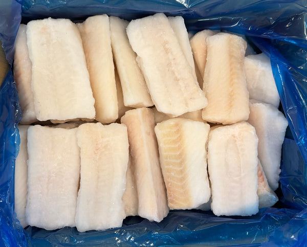 Cod (Pacific), 5 oz, Loins, S/L, B/L, PBO, M, Frozen, IQF, Ocean Harvest, NW, 10 lb