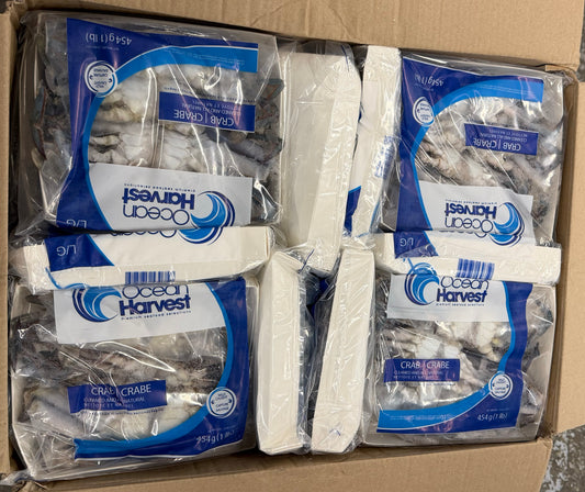 Crab (Blue), Large, Whole, Cleaned, Frozen, Tunisia,  (22lb), 22 x 1lb