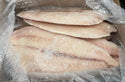 Halibut (California), 3 lb and up, Fillets, Skinless, Boneless, Frozen, IQF, NW, 30 lb