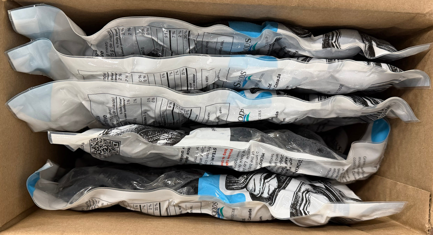 Mussels, 20-30 pc/lb,  Frozen, NW, 10 lb, 5x 2 lb