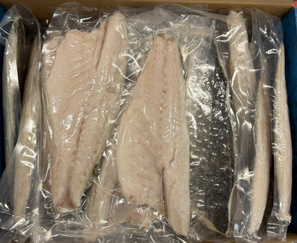 Sea Bass (Branzino), Fillet, 6-8, skin on, Frozen, IVP, NW 10lb