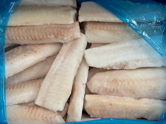 Haddock, 4 oz, Loins, 100%, Skinless, Boneless, Frozen, IQF, PBO, Light treated, China, 5-8% glazing, NW, 10 lb