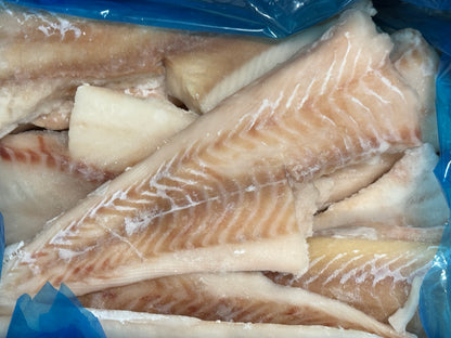 Haddock, 10oz/up, Fillet, 100%, Skinless, Boneless, Frozen, IQF, PBO, Light treated, China, 5-8% glazing, NW, 10 lb