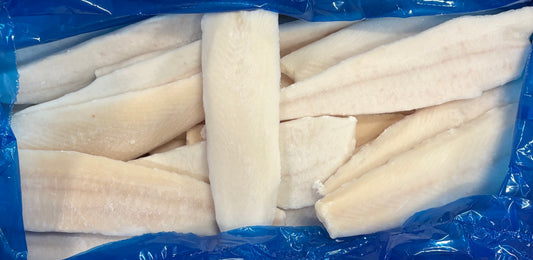 Halibut (Atlantic), 6-8oz, Fletches, Frozen, IQF, China, NW, 25lb