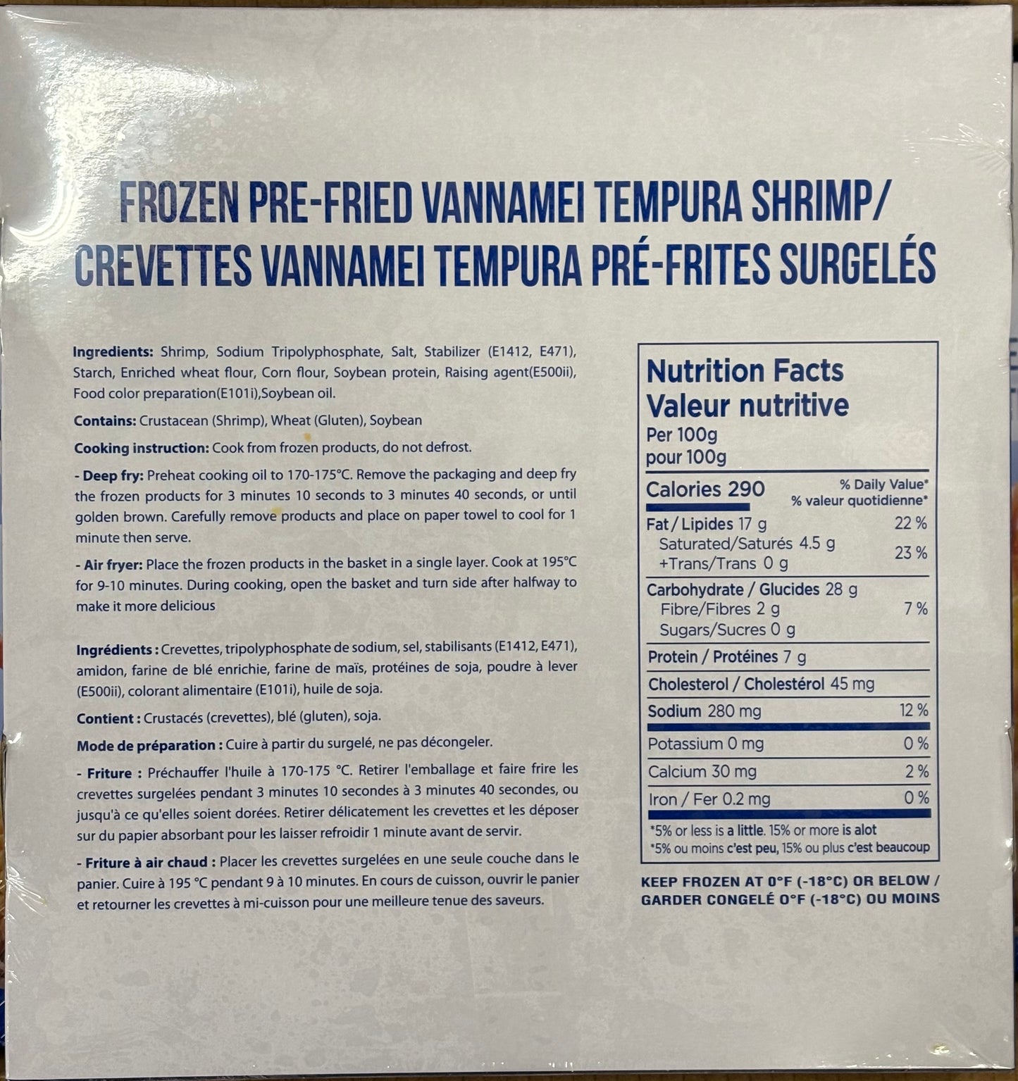 Shrimp (White), Tempura, 24-28G, Pre fried, Vannamei, Breaded, 50% shrimp,  Frozen, IQF, Vietnam, NW10kg, (10 x1kg)