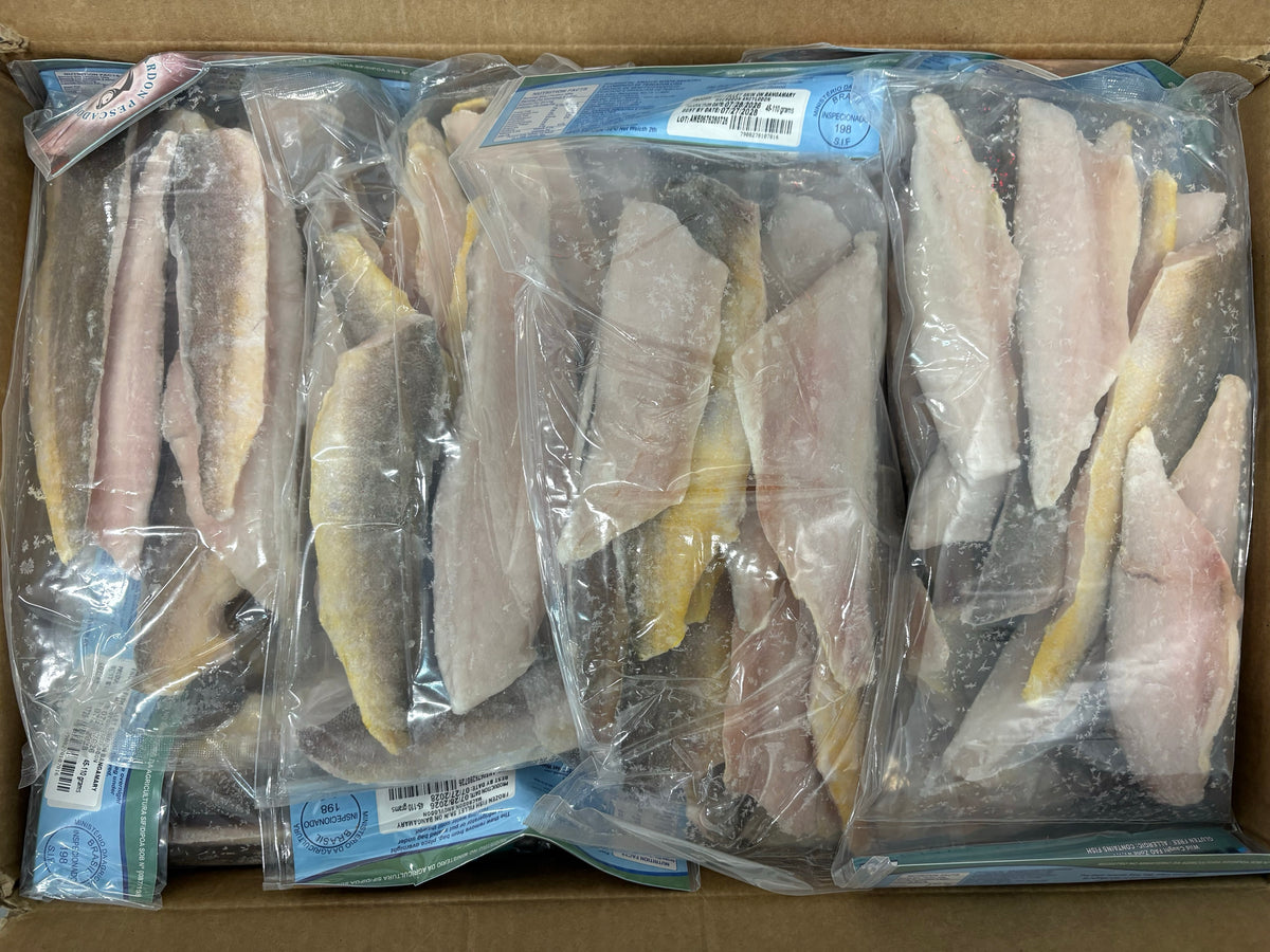 King Weakfish (Bangamary), 45-110gm, Skin on ,Fillet, Frozen, Brazil, NW, 22lb (2lb bags)