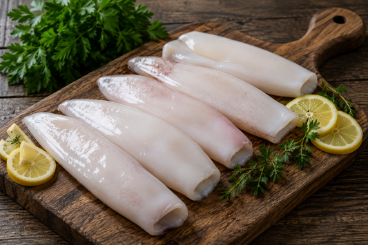 Squid (Gigas), U5, Tubes, Frozen, IQF, China, NW, 20 lb, 10 x 2 lb