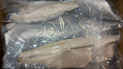 Sea Bass (European), Fillet, 8-10 oz, skin on, Boneless, Frozen, IVP, NW 1 x 5kg (11.023lb)