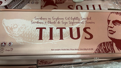 Sardines, Whole, Smoked, Canned, Titus, NW, 3.31 lb, 12 x 125 g