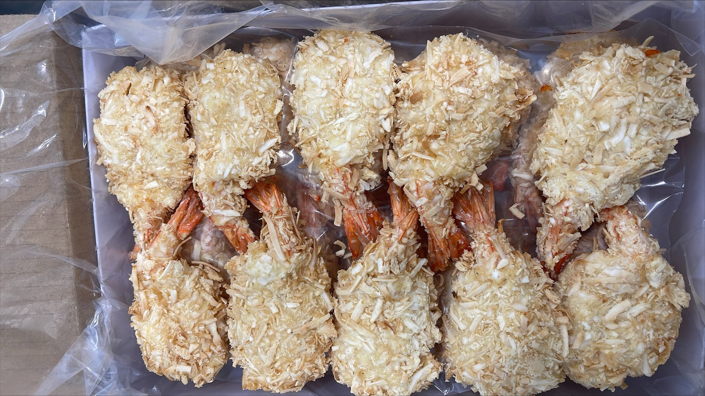 Shrimp (White), 13-15, Coconut Breaded Butterfly, OHB, Frozen, IQF, Vietnam, NW, 10 lb , 5 x 2 lb