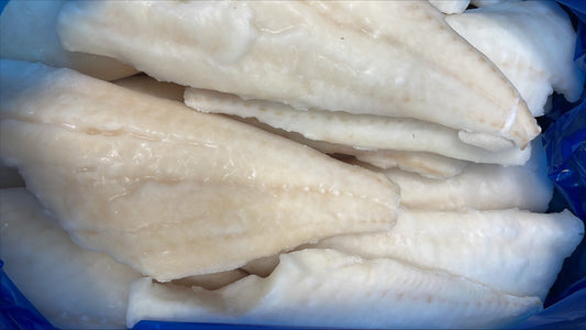 Haddock, 7 oz, Fillet, 100%, Skinless, Boneless, Frozen, IQF, PBO, Light treated, China, 5-8% glazing, NW, 10 lb