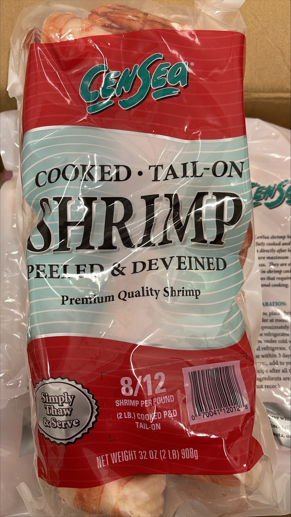 Shrimp (Black Tiger), 8-12, Cooked PDTO, Frozen, Vietnam,  NW, 10 lb, 5x2lb