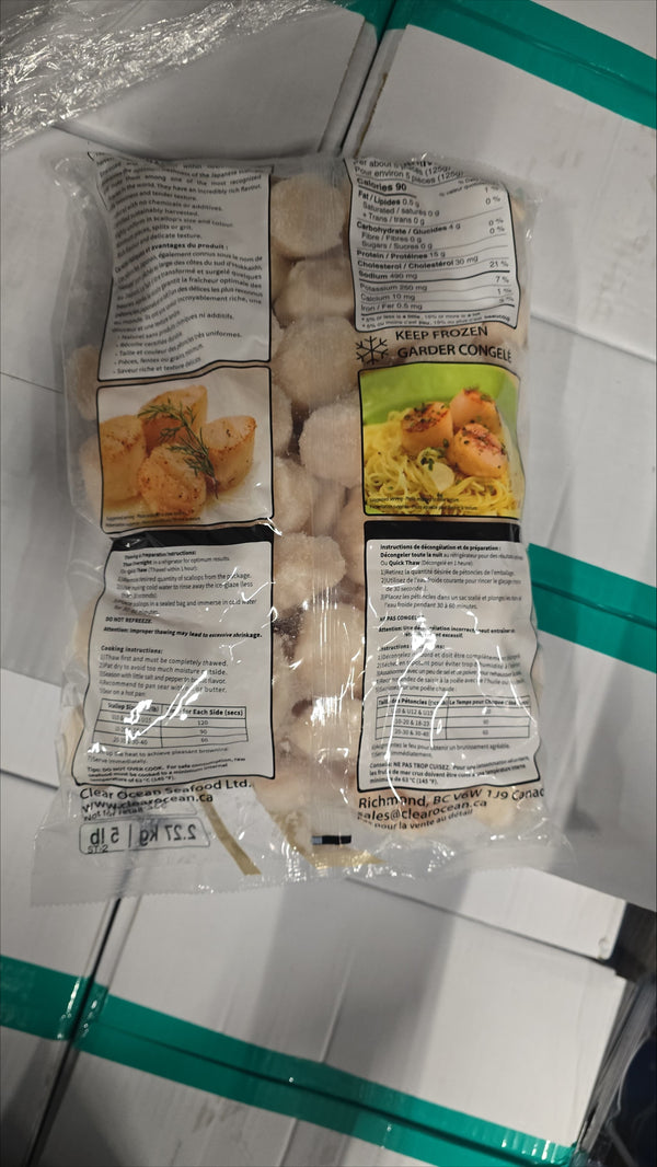 Sea Scallops, 10-20, Frozen, Hokkaido, Japan, IQF,NW, 20 lb, 4x5lb