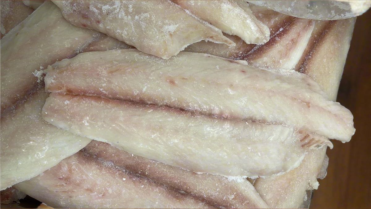 Halibut, (California), 1-3 lb, Fletches, Skinless, Boneless, Frozen, NW, 20 lb