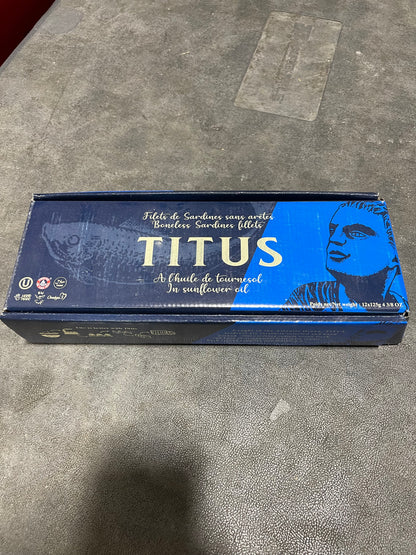 Sardines (Canned), 125 g, Fillets, Morocco, Titus, Retail pack, NW, 3.31lb, 12 x 125g