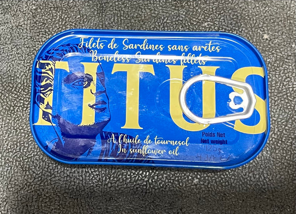 Sardines, (en conserve), à ​​l'huile de tournesol, filets, en conserve, NW, 3,31 lb, 12 x 125 g