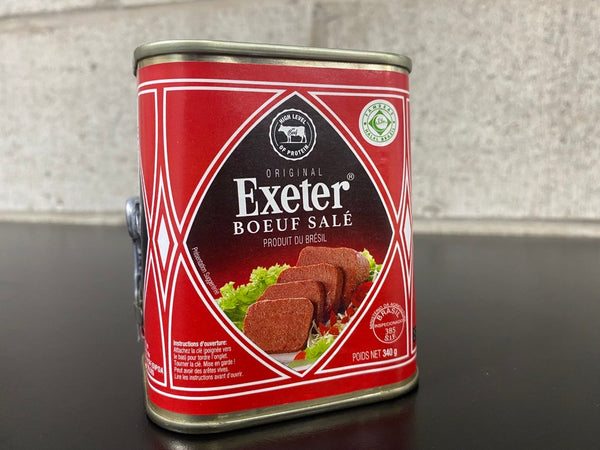 Exeter Beef Canned Size: 24 x 340gs  Case: 8.16KG
