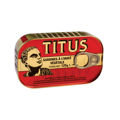 Sardines, Whole, Canned, Soybean Oil, Titus, NW 6.25kg (125gx50), Morocco